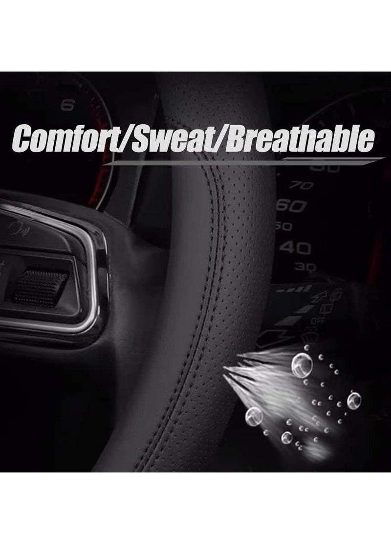 GUDOO New Nappa Leather Car Steering Wheel Cover Comfortable Non-Slip Sport Style Universal 38cm  - Image 5