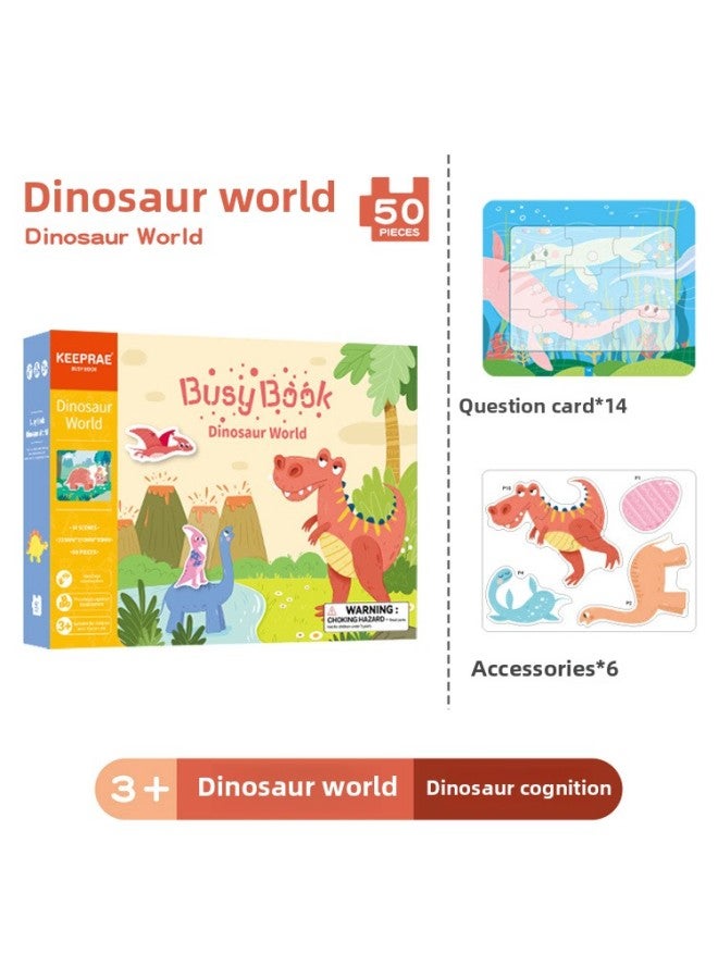 التعليم المبكر المعرفي كتاب هادئ كتاب التعليم المبكر الفيلكرو ملصقات متكررة التنوير التعليمي للأطفال ألعاب التعليم المبكر - اللون: عالم الديناصورات - Image 1