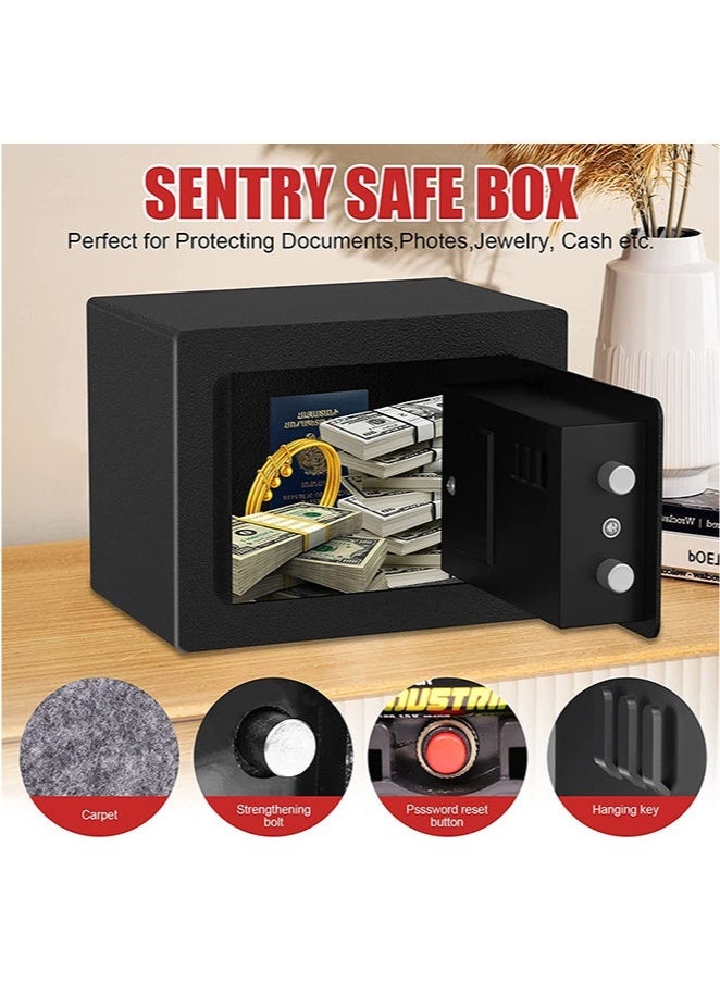 Mini black safe, electronic digital keypad lock, equipped with two keys, suitable for home/office/hotel (Black) - Image 3