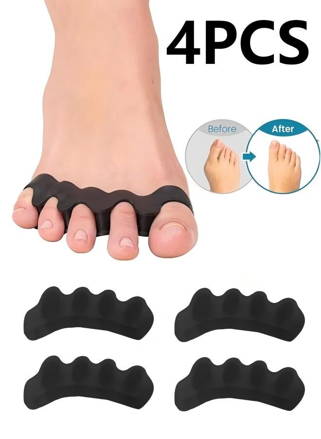 Toe Separators Spacers Use for Health Beauty Pedicures Plantar Fasciitis Hammer Toes Claw Toes Other Foot Conditions Pedicures for Men and Women 4Pcs Black - Image 1