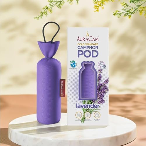 AuraCam Gold Standard Camphor Pod Cone (Lavender) - Set of 2 - Pod Air freshener For Room, Car, Bathroom, Office & Toilet | Long-Lasting Cone for Home - Image 4