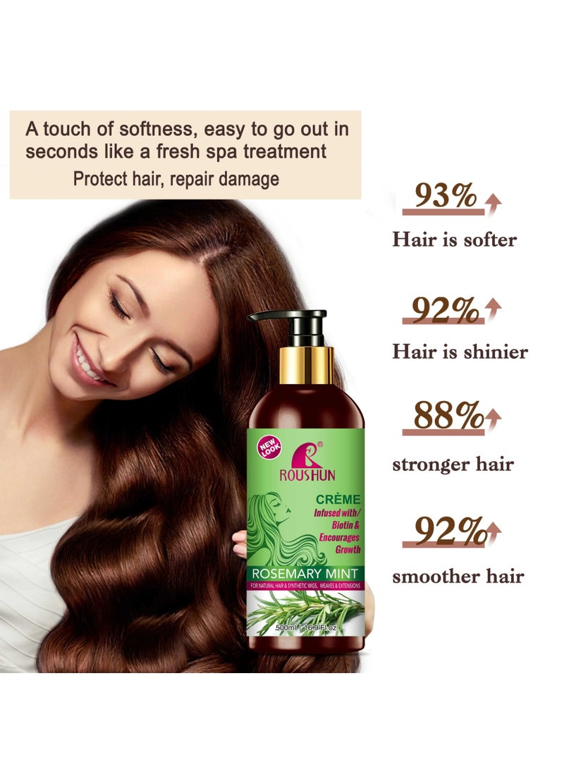 ROUSHUN Rosemary Mint Hair Cream ROUSHUN For Hair Synthetic Wigs Weaves&Extensions 400 ML - Image 2