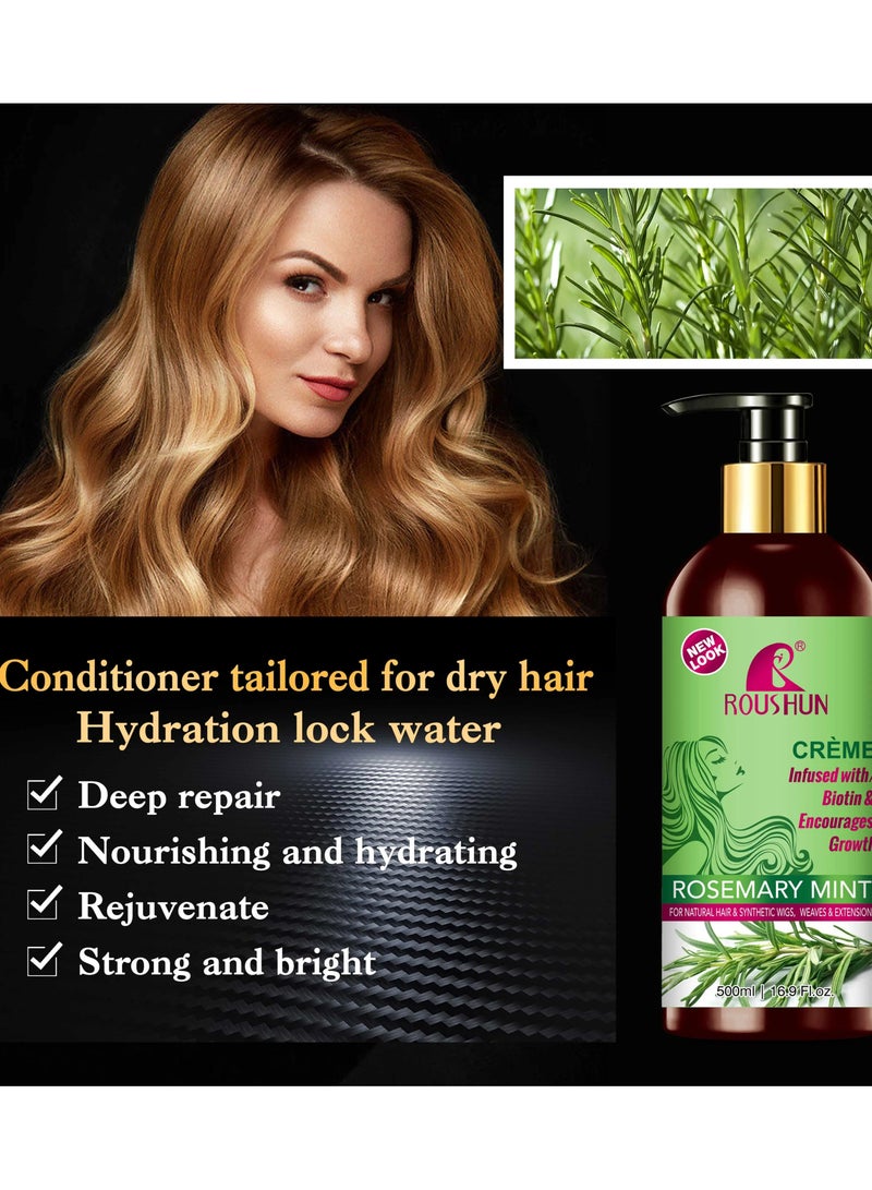 ROUSHUN Rosemary Mint Hair Cream ROUSHUN For Hair Synthetic Wigs Weaves&Extensions 400 ML - Image 3