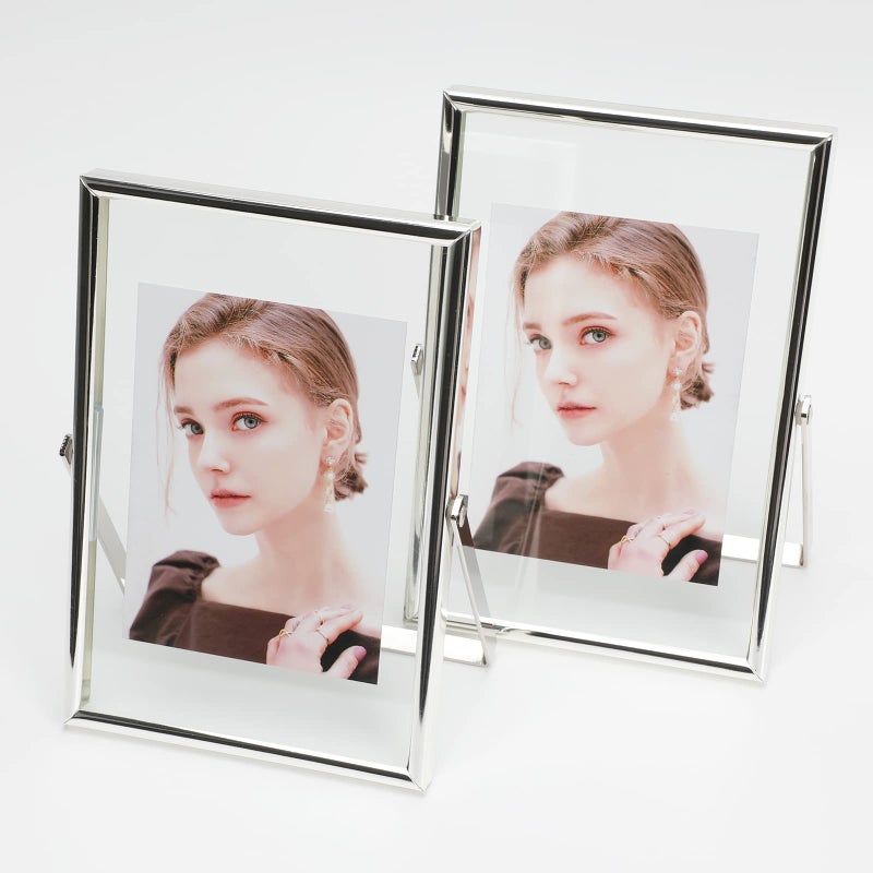أهاجو Ahago Silver Floating Frame (4 "" x6 "" مجموعة رأسية 2) للصورة 3.5x5 2x3 1x2 إطارات صور الطاولة على الطاولة هدية راقية لمهرجان الزفاف أو المكتب د؟ - Image 1