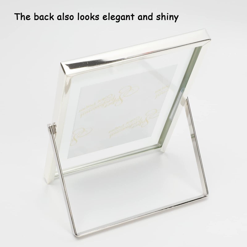 أهاجو Ahago Silver Floating Frame (4 "" x6 "" مجموعة رأسية 2) للصورة 3.5x5 2x3 1x2 إطارات صور الطاولة على الطاولة هدية راقية لمهرجان الزفاف أو المكتب د؟ - Image 4