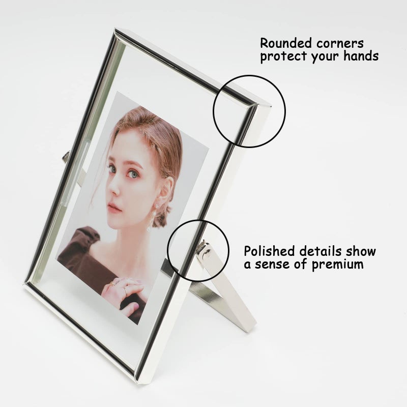 أهاجو Ahago Silver Floating Frame (4 "" x6 "" مجموعة رأسية 2) للصورة 3.5x5 2x3 1x2 إطارات صور الطاولة على الطاولة هدية راقية لمهرجان الزفاف أو المكتب د؟ - Image 3
