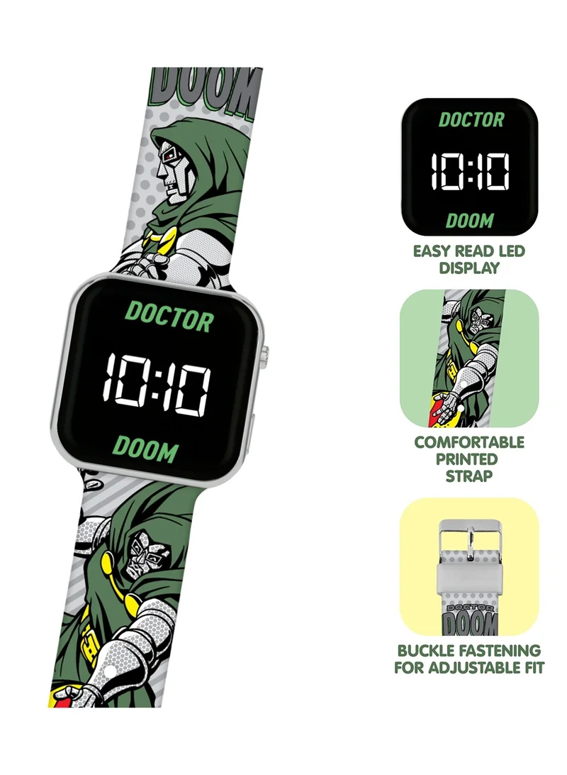 ديزني ساعة Doctor Doom بشاشة LED مع سوار سيليكون بشخصية للأطفال - DRD4009