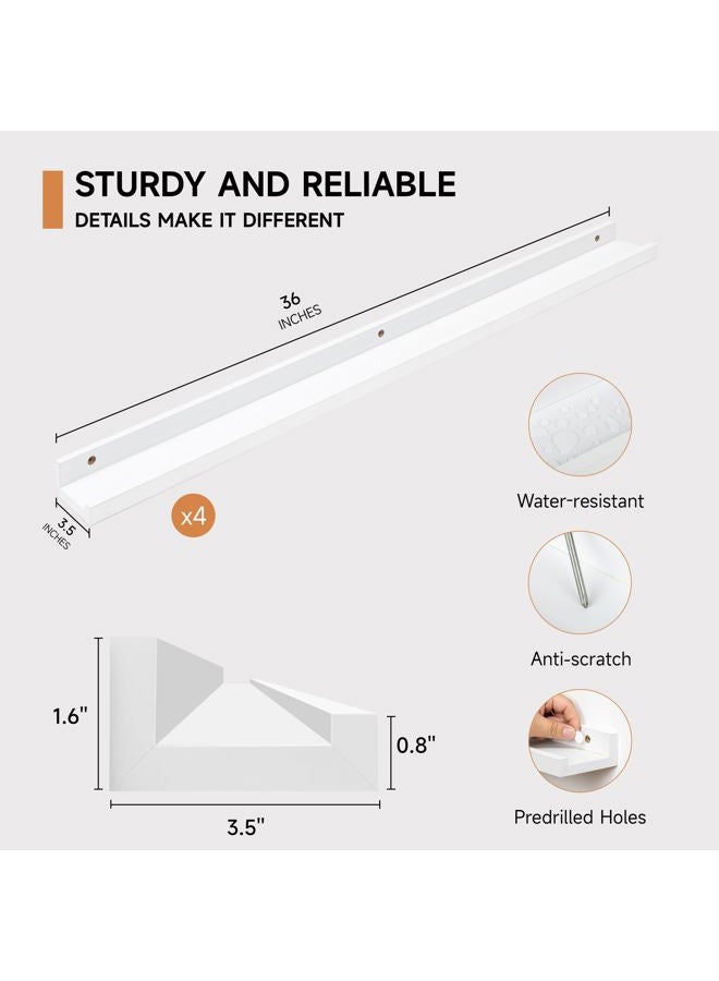 Fun Memories Picture Ledge Shelf for Wall, Floating Shelves Set of 4, 36 Inch Long Nursery Book Shelves for Toys Storage, Kids Bookshelf Wall Mounted for Wall Decor Books Photo Frames, White - Image 4