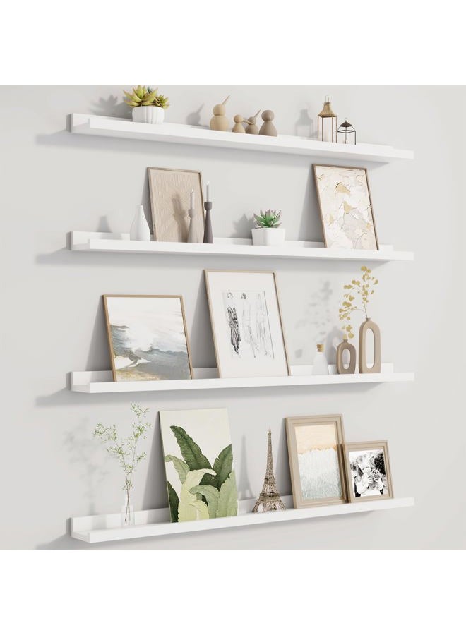Fun Memories Picture Ledge Shelf for Wall, Floating Shelves Set of 4, 36 Inch Long Nursery Book Shelves for Toys Storage, Kids Bookshelf Wall Mounted for Wall Decor Books Photo Frames, White - Image 1