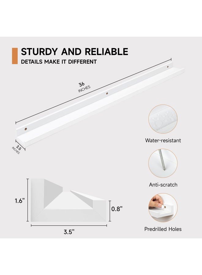 Fun Memories Picture Ledge Shelf for Wall, Floating Shelves Set of 4, 36 Inch Long Nursery Book Shelves for Toys Storage, Kids Bookshelf Wall Mounted for Wall Decor Books Photo Frames, White - Image 5