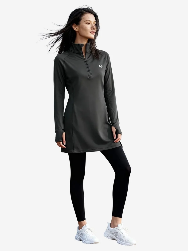 تومي لايف TOMMY Long-sleeve Knit Tunic Top With Half Turtleneck