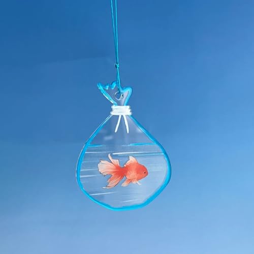 HongEast Goldfish in A Bag Car Charm,Cute Goldfish Car Hanging Ornament Pendant,Summer Fish Beach Decor Rear View Mirror Accessories for Women Men - Image 3