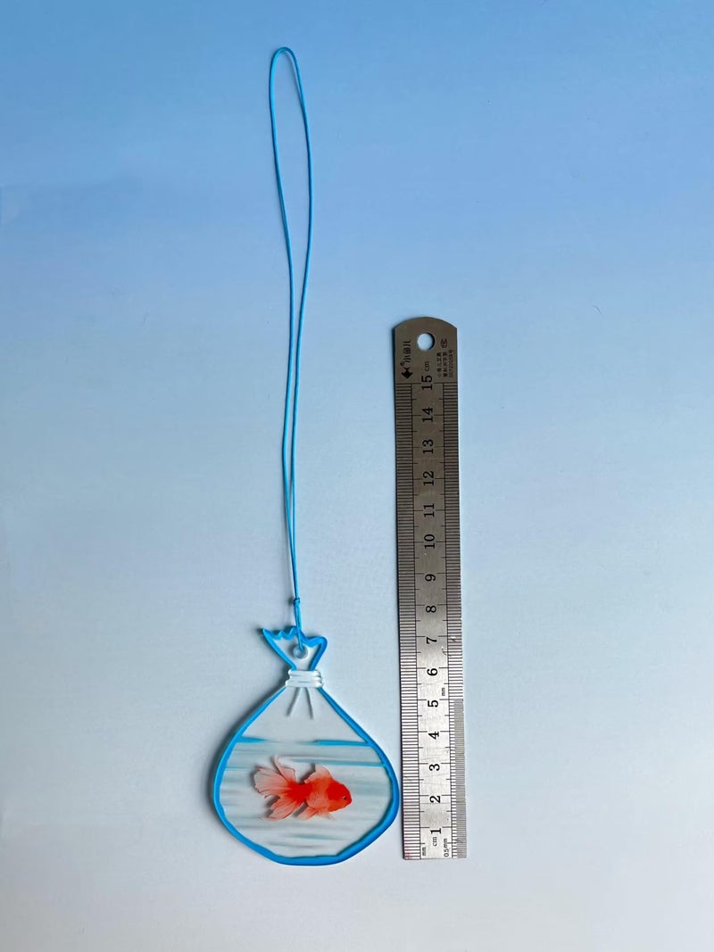 HongEast Goldfish in A Bag Car Charm,Cute Goldfish Car Hanging Ornament Pendant,Summer Fish Beach Decor Rear View Mirror Accessories for Women Men - Image 5