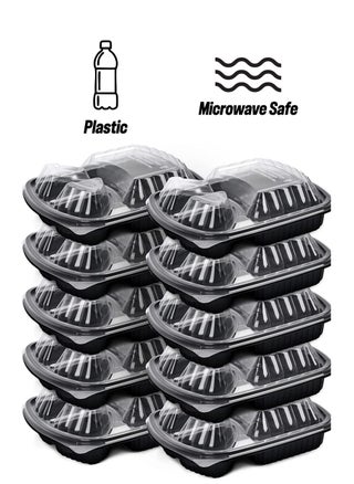 [10 Pack] Disposable Food Container 3-Compartment Black Base with Lids/Meal Container/Food Storage Container/Lunch Boxes Microwave/Freezer Safe Portion Control (3 Section Container) - pzsku/Z0A4B6824D5330070CD8BZ/45/1744056684/60d0d81d-b257-47c6-85dc-0c369cec89ab