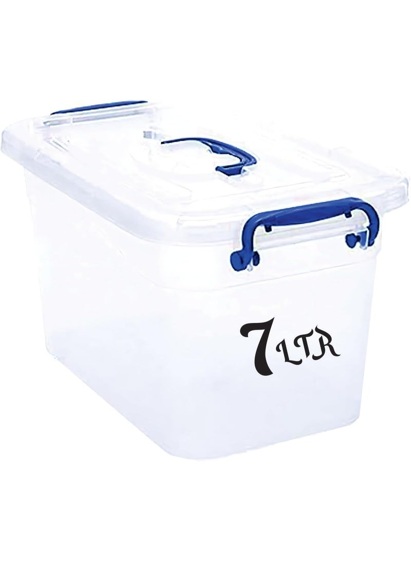 هيواري علبة تخزين من هايي وير سعة 7 لترات بغطاء قابل للقفل | صناديق تخزين بلاستيكية شفافة بأغطية شفافة | منظم شفاف للملابس والألعاب والأدوات والفنون والحروف اليدوية | حاوية تخزين - Image 1