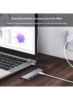 Arabest 6-in-1 Laptop Docking Station Hub Multiport Adapter, Multifunctional Adapter Portable Aluminum Hub Compatible with Macbook Pro/Huawei Matebook  - Image 2