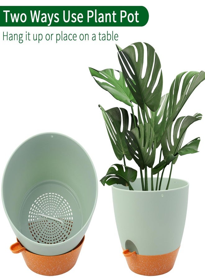 GARDIFE Large Hanging Planter, 12 inch Hanging planters for Indoor. Outdoor Plants, Self Watering Plant Pot, 2 Pack Plant Hanger, Green - Image 5