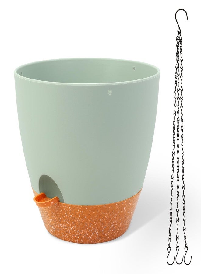 GARDIFE Large Hanging Planter, 12 inch Hanging planters for Indoor. Outdoor Plants, Self Watering Plant Pot, 2 Pack Plant Hanger, Green - Image 1