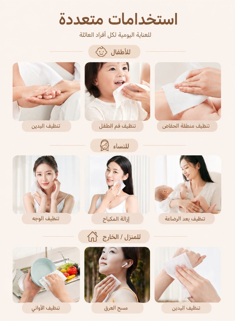 hibobi Disposable Cotton Face Towels 6 Pack 600 pcs Soft Dry Wipes for Sensitive Skin Women Baby Makeup Remover Facial Cleaning Dual Use Portable Everyday Home Outdoor Care - Image 5