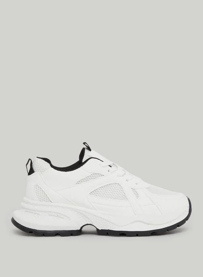 Take Two White Chunky Lace-Up Sneakers