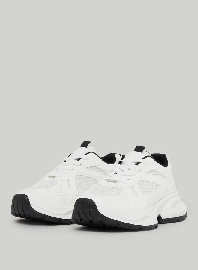 Take Two White Chunky Lace-Up Sneakers