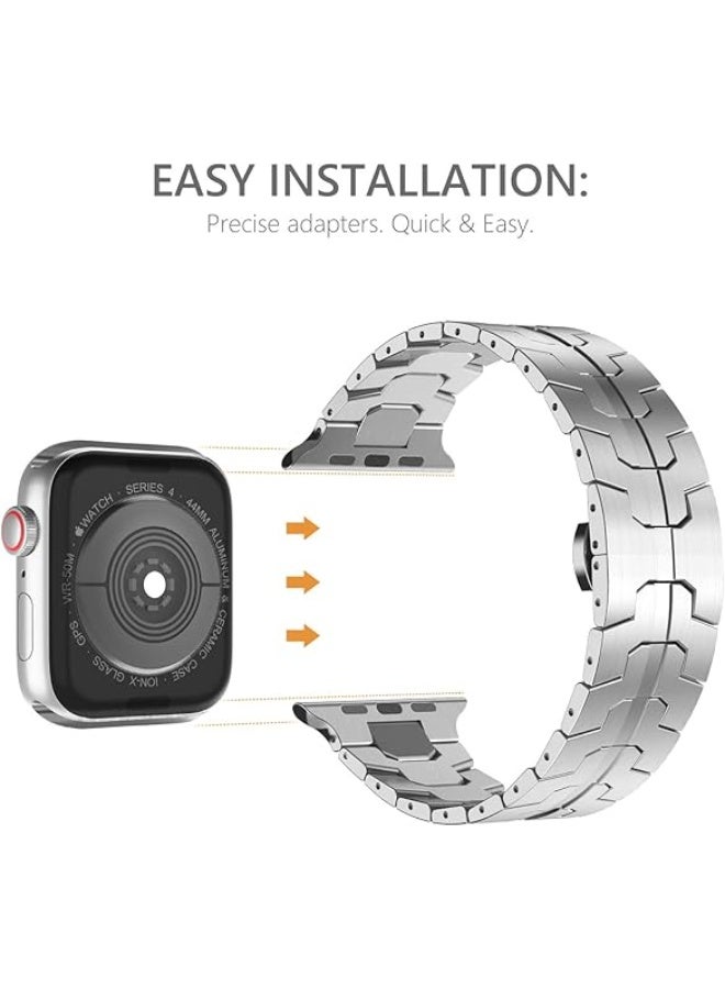 NewWays Metal Strap متوافق مع Apple Watch Ultra 2 / Ultra 49mm Series 10 46mm Series 9/8/7 45mm Series 6/5/4/SE 44mm Series 3/2/1 42mm حزام فولاذي مصنوع من التيتانيوم - Image 3
