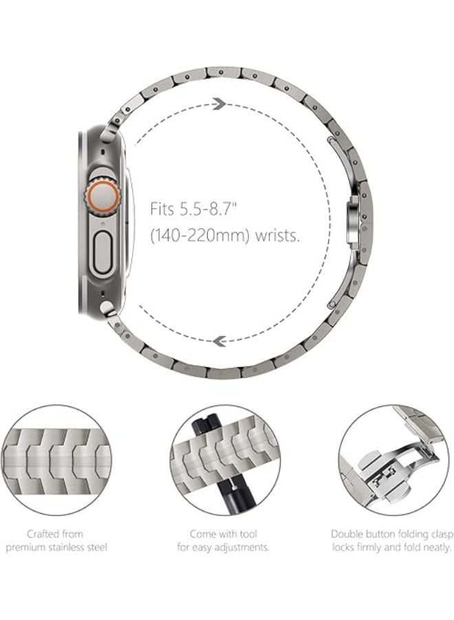 NewWays Metal Strap متوافق مع Apple Watch Ultra 2 / Ultra 49mm Series 10 46mm Series 9/8/7 45mm Series 6/5/4/SE 44mm Series 3/2/1 42mm حزام فولاذي مصنوع من التيتانيوم - Image 2