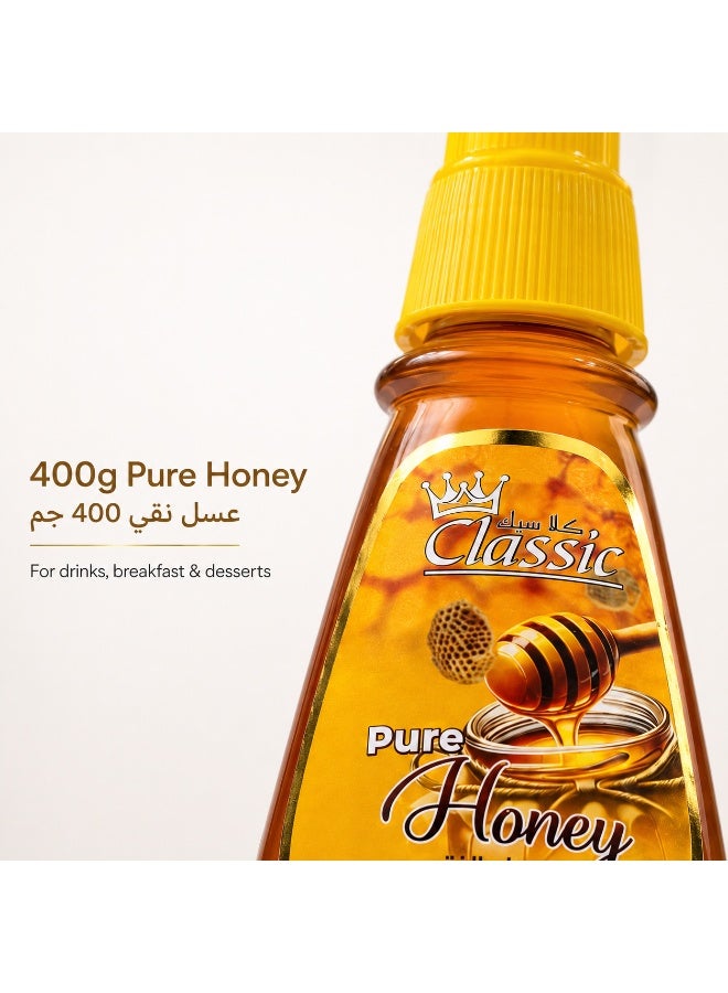 American Classic Pure Bee Honey 400g Squeezy Bottle, Natural Sweetener for Tea Breakfast Pancakes Desserts & Drinks - Image 4