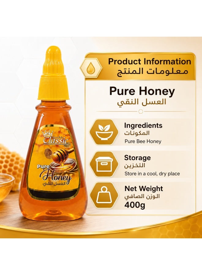 American Classic Pure Bee Honey 400g Squeezy Bottle, Natural Sweetener for Tea Breakfast Pancakes Desserts & Drinks - Image 5