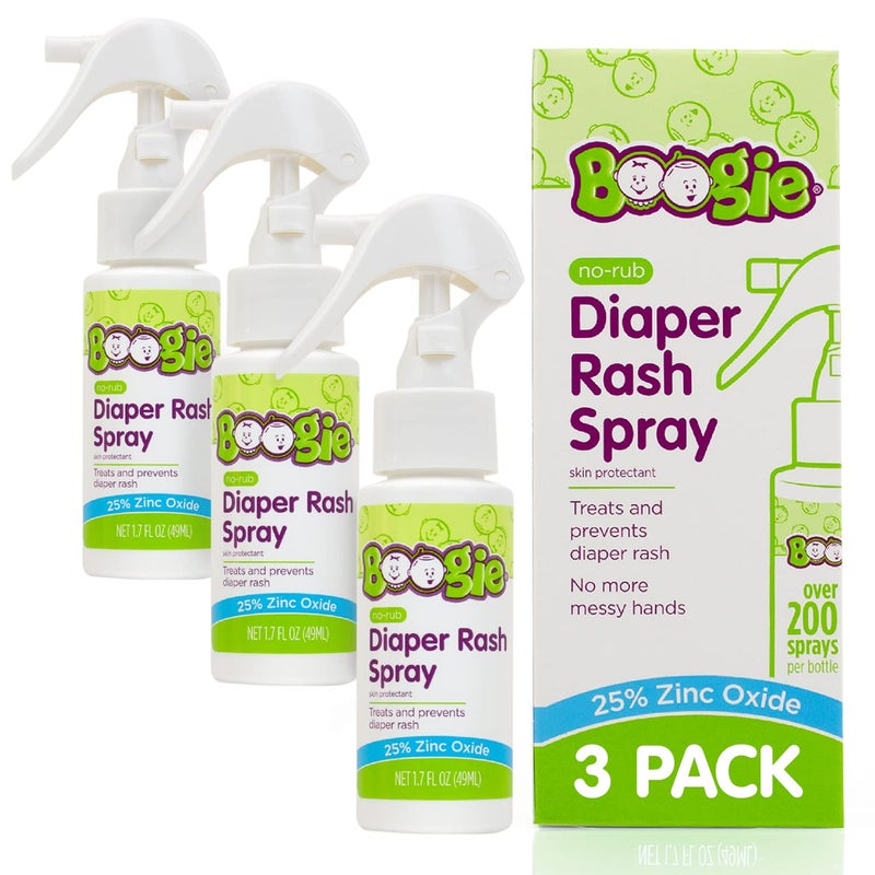 Boogie Diaper Rash Cream Spray for Baby, Travel Friendly No-Rub Touch Free Application for Sensitive Skin, Over 200 Sprays per Bottle, 1.7 oz (Pack of 3) - Image 1
