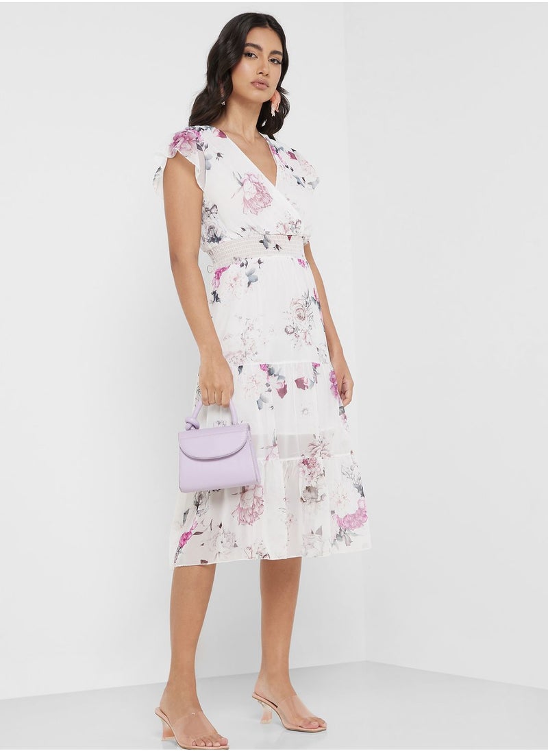 ELLA - V-Neck Floral Printed Dress - Image 1