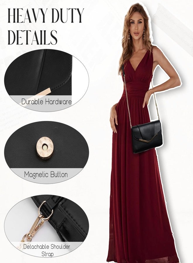 فاشي حقيبة يد صغيرة أنيقة من فاشي للنساء، حقيبة سهرة رسمية صغيرة قابلة للطي، حقيبة كتف كروسبودي لحفلات الزفاف والمناسبات، لون أسود - Image 5