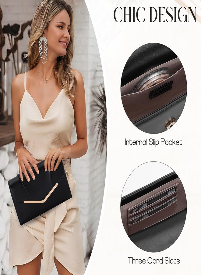 فاشي حقيبة يد صغيرة أنيقة من فاشي للنساء، حقيبة سهرة رسمية صغيرة قابلة للطي، حقيبة كتف كروسبودي لحفلات الزفاف والمناسبات، لون أسود - Image 4