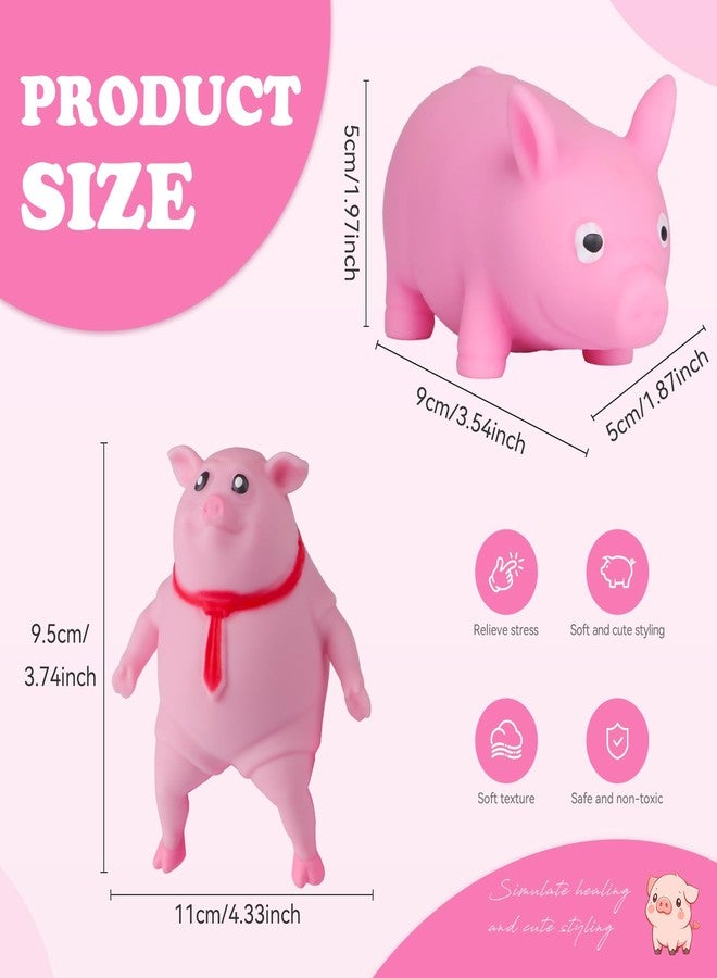 AiSiXin Squishy Pig Toys (2Pack) Pink Pig Stress Balls for Adults and Kids, Cute Pig Stress Relief Fidget Sensory Toys, Animal Squeeze Squishy Ball, Set for Stretch Stress Pig Toys for Party Favors - Image 2