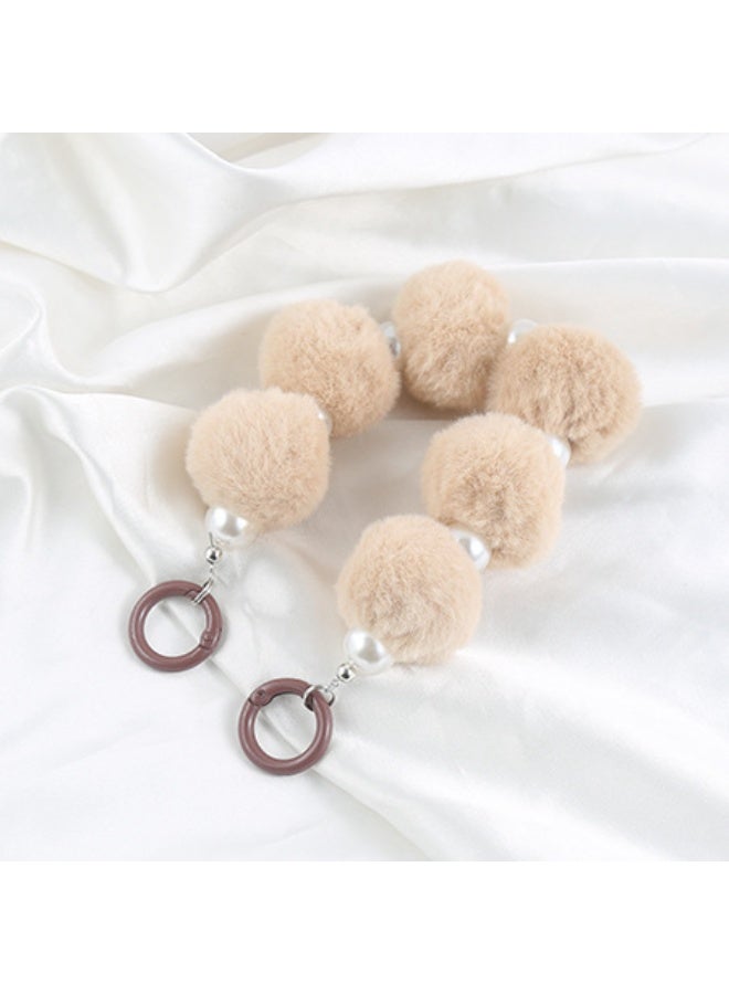 NIBEMINENT Beaded Phone Lanyard, Anti Lost Removable Wrist Strap, Pearl Ball Bracelet Pendant, Phone Keychain Lanyard,Khaki - Image 1