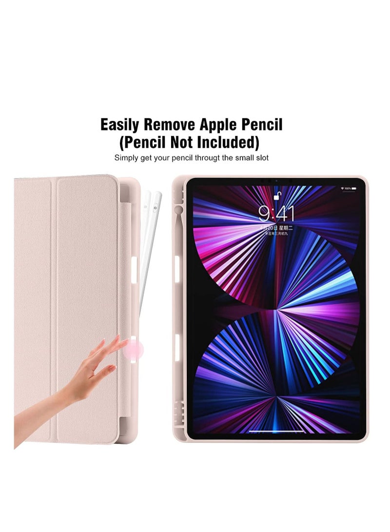 ELTRAZONE Slim Stand Hard Back Shell Smart Cover With Pen Slot for iPad Pro 12.9 5th Generation 2021 2020 2018, PINK - Image 2