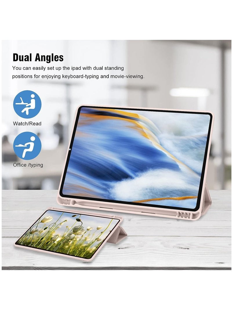 ELTRAZONE Slim Stand Hard Back Shell Smart Cover With Pen Slot for iPad Pro 12.9 5th Generation 2021 2020 2018, PINK - Image 4