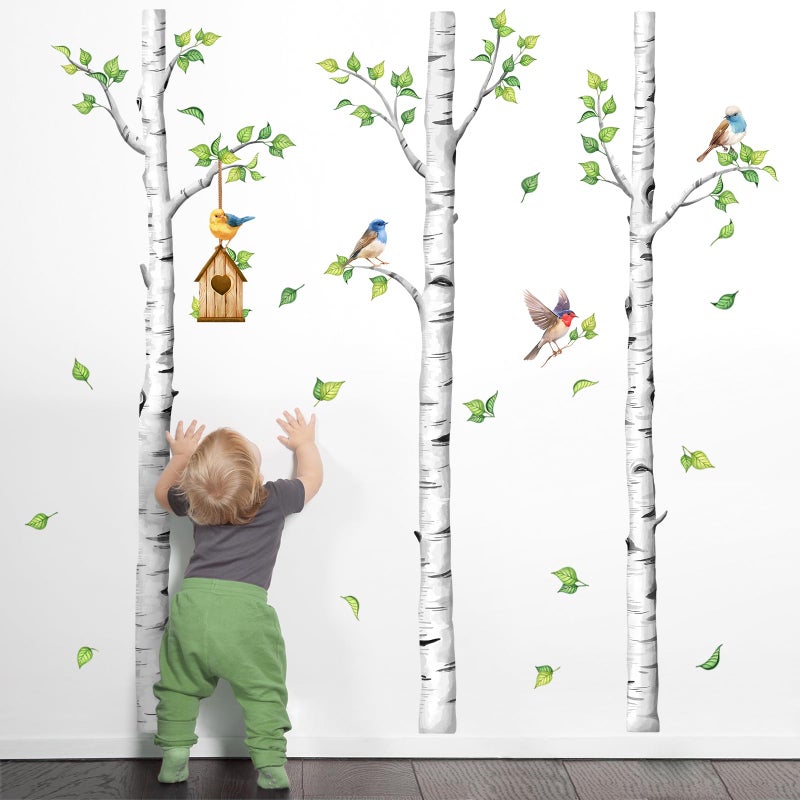 Decvictor Large Birch Tree Wall Decals, White Realistic Tree Wall Stickers Peel and Stick Wall Decal Waterproof Wall Art Sticker for Aisle Bedroom Office Sofa TV Backdrop Home Decor (H: 67.3 in) - Image 2