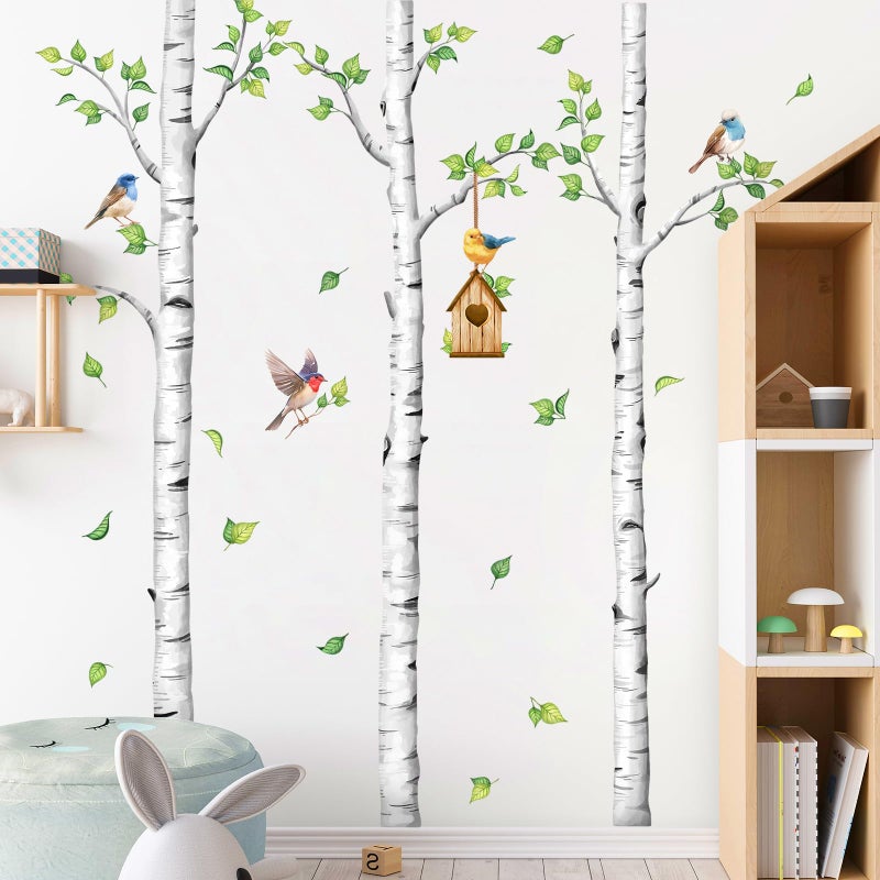Decvictor Large Birch Tree Wall Decals, White Realistic Tree Wall Stickers Peel and Stick Wall Decal Waterproof Wall Art Sticker for Aisle Bedroom Office Sofa TV Backdrop Home Decor (H: 67.3 in) - Image 1