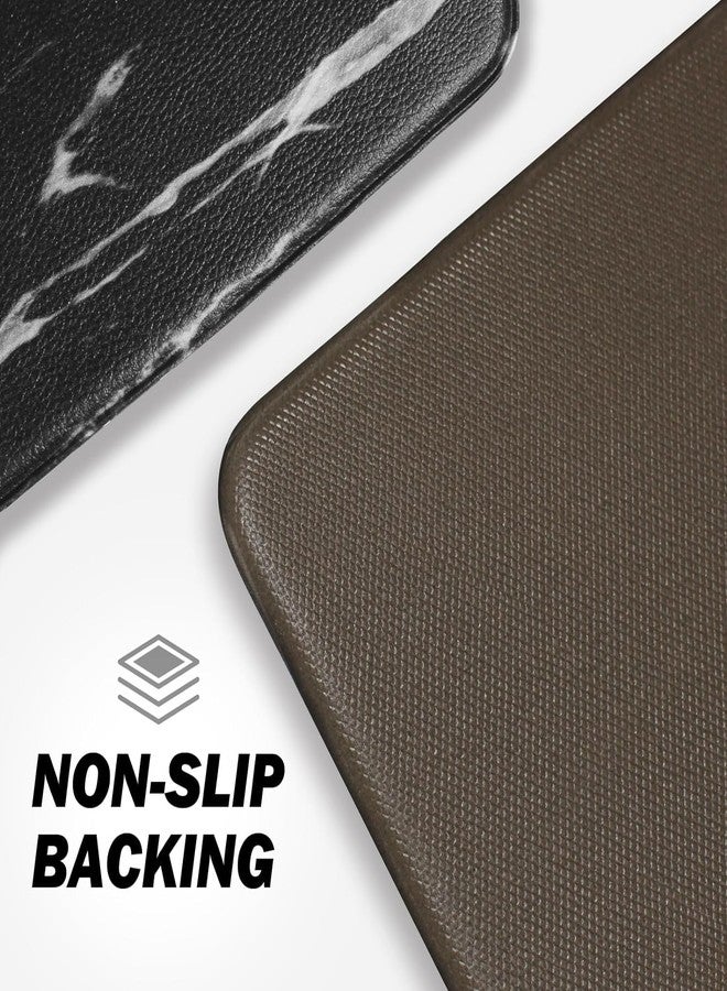 Mrcrypos Black Marble Kitchen Mat for Floor Anti Fatigue Kitchen Mat Set Non-Skid Waterproof PVC Leather (2 Pcs) for House Sink Office Kitchen Runner Mat 17.3" W X 29" L + 17.3" W X 47" L - Image 3