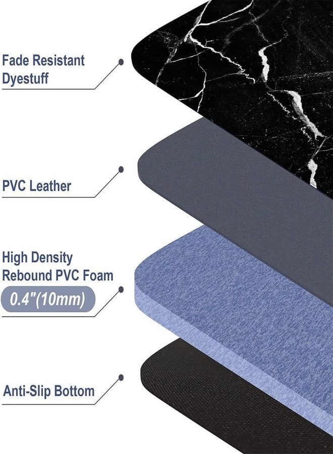 Mrcrypos Black Marble Kitchen Mat for Floor Anti Fatigue Kitchen Mat Set Non-Skid Waterproof PVC Leather (2 Pcs) for House Sink Office Kitchen Runner Mat 17.3" W X 29" L + 17.3" W X 47" L - Image 5