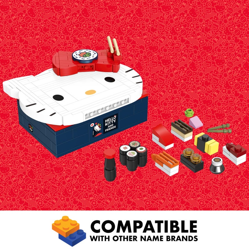Brickcraft Officially Licensed Sanrio Hello Kitty Bento Box Building Set, 191-Piece Multicolored Brick Kit with Detailed Character Face and Mini Sushi Builds, Adorable for Fans Seasonal - Image 3