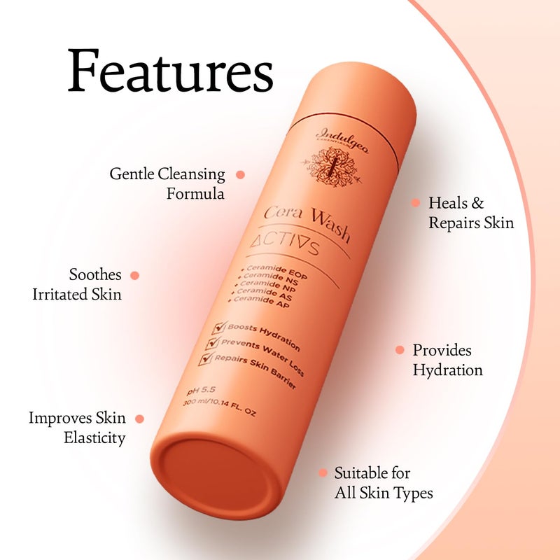 Indulgeo Essentials Ceramide Body Wash  Cera Wash  Lightweight Reduce Dryness Rosacea  Sunburns  Hydrates  Deep Cleanses Skin 100 Organic Shower Gel for Men and Women  300ml - Image 4