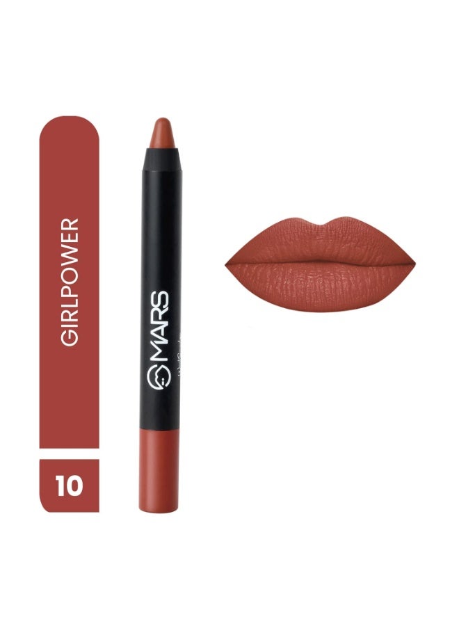 MARS Long Lasting Crayon Lipstick up to 12 Hours Stay | Matte Finish | Waterproof | Won't Smudge Won't Budge Lip Crayon (3.5 gm) (10-Girl Power) - Image 2