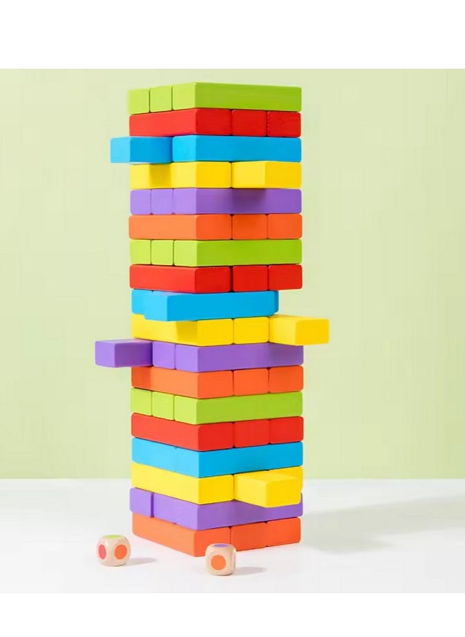 54 Large-Scale Wooden Blocks Jenga High Casual Wooden Toys  - Image 1