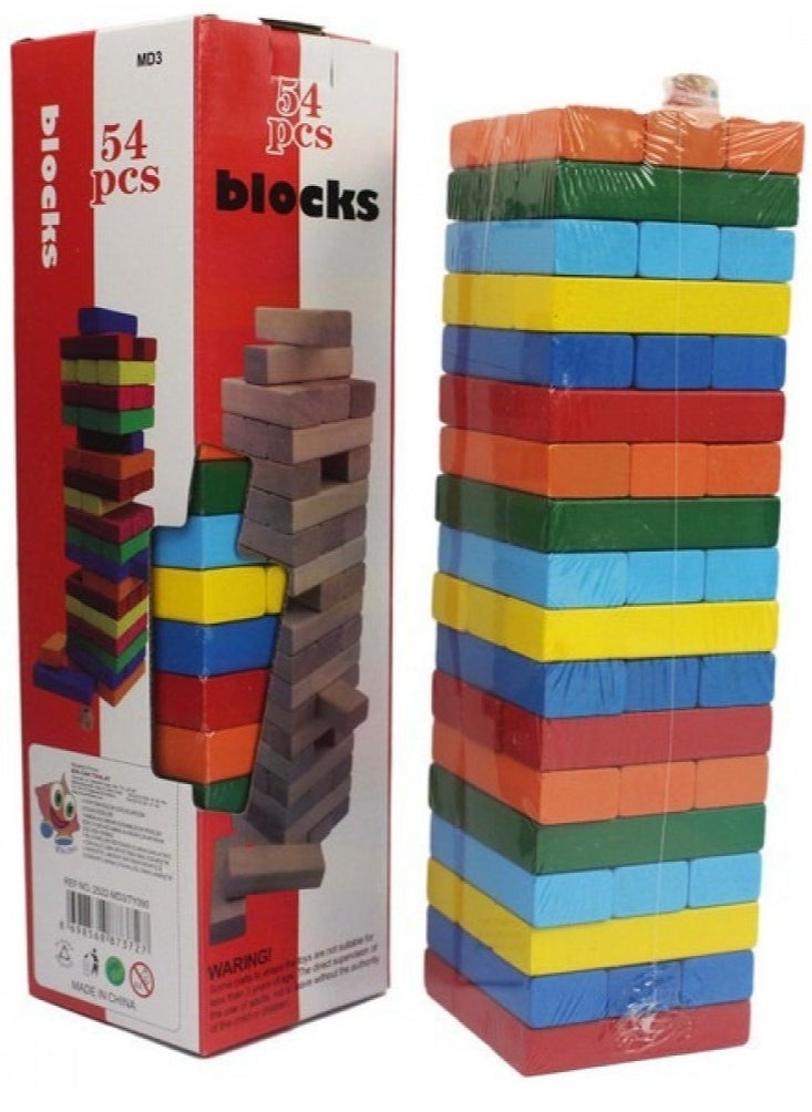 54 Large-Scale Wooden Blocks Jenga High Casual Wooden Toys  - Image 2