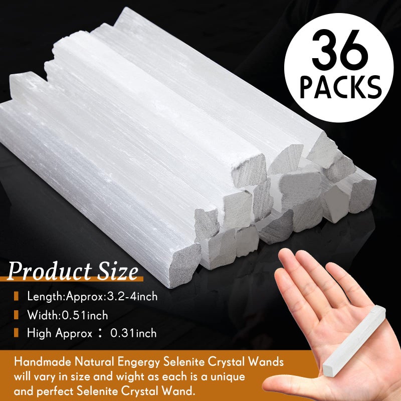 Tessco 36 Pieces 4 Inches Selenite Crystal Wands Selenite Sticks White Crystals and Healing Stones Spiritual Long Healing Crystals Stick for Reiki Energy Home Supplies - Image 2