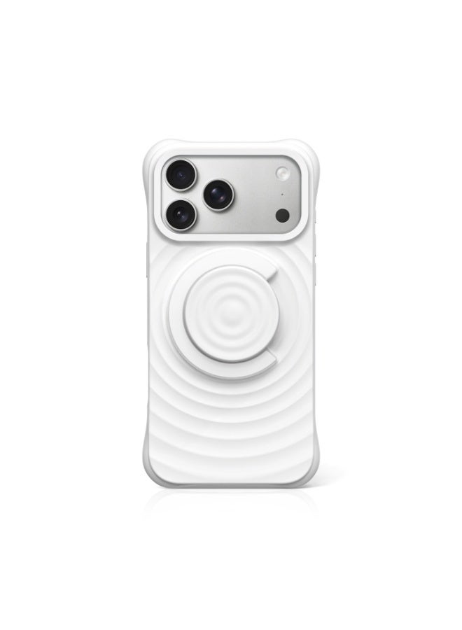 3D Ripple Liquid Silicone Magnetic Phone Case with Grip Stand for iPhone 17 Pro Max / 17 Pro , Ultra-Thin Shockproof Ring Holder Cover - Image 1