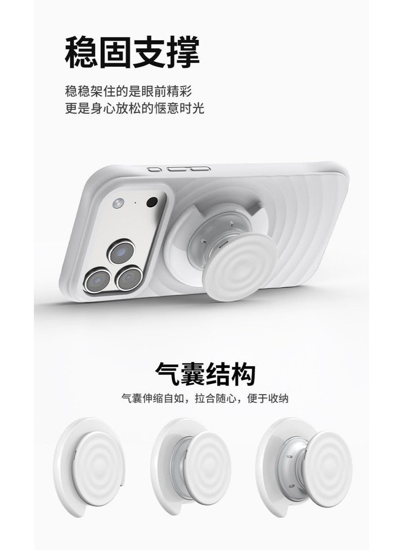 3D Ripple Liquid Silicone Magnetic Phone Case with Grip Stand for iPhone 17 Pro Max / 17 Pro , Ultra-Thin Shockproof Ring Holder Cover - Image 3
