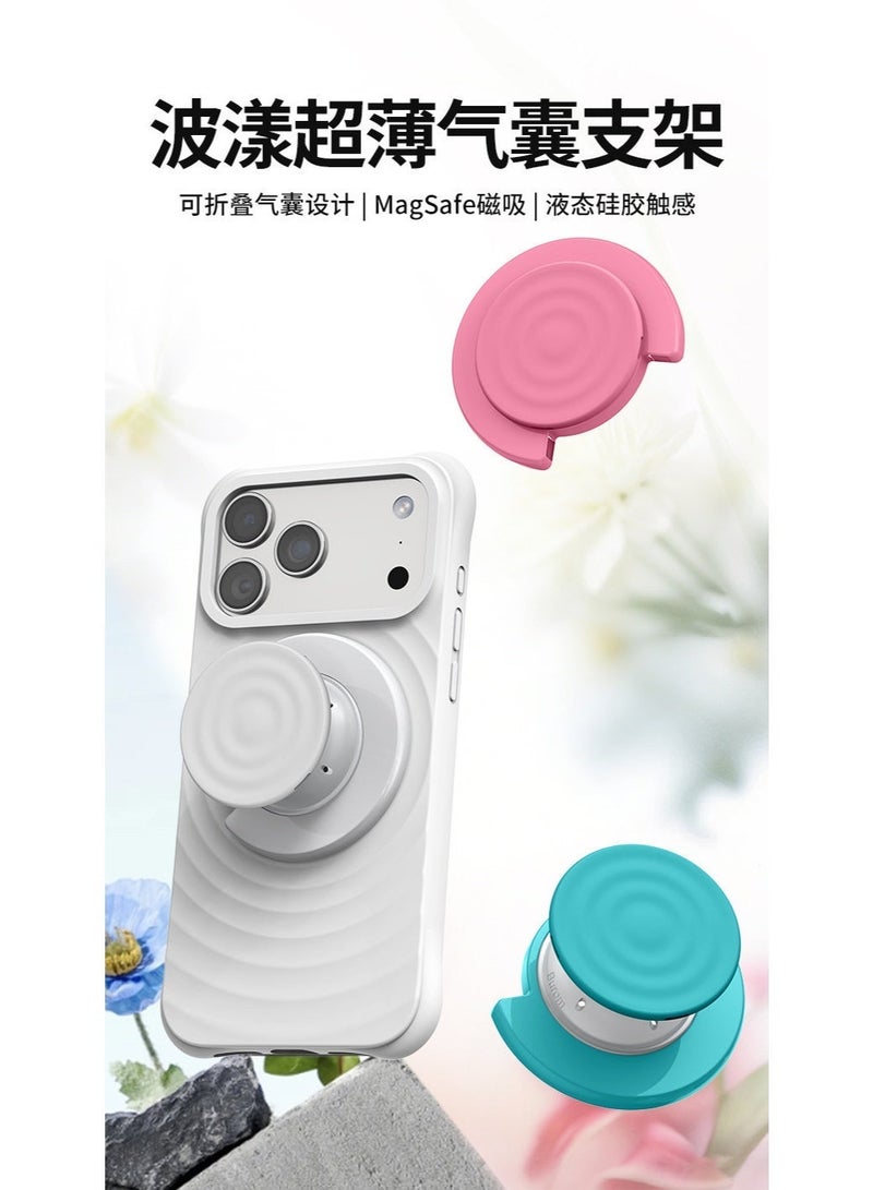 3D Ripple Liquid Silicone Magnetic Phone Case with Grip Stand for iPhone 17 Pro Max / 17 Pro , Ultra-Thin Shockproof Ring Holder Cover - Image 2